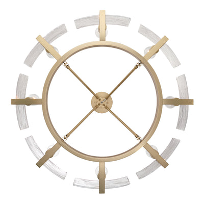 Aenon 8-Light Semi-Flush Mount in Brushed Champagne Brass with Hammered Water Glass - - Golden Lighting