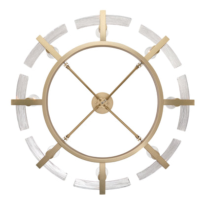 Aenon 8-Light Semi-Flush Mount in Brushed Champagne Brass with Hammered Water Glass - - Golden Lighting
