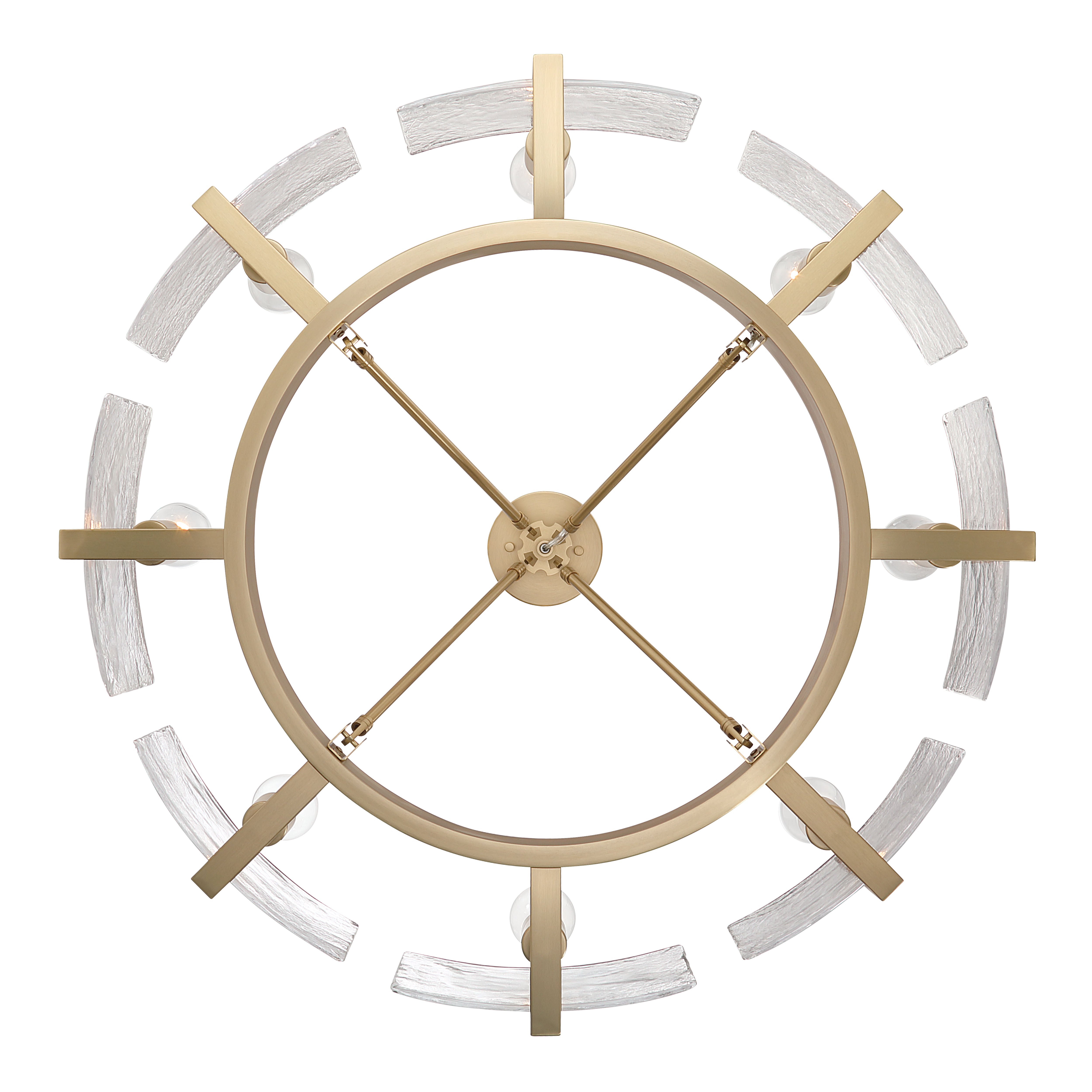 Aenon 8-Light Semi-Flush Mount in Brushed Champagne Brass with Hammered Water Glass - - Golden Lighting
