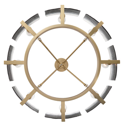 Aenon 8-Light Semi-Flush Mount in Brushed Champagne Brass with Smokey Water Glass - - Golden Lighting