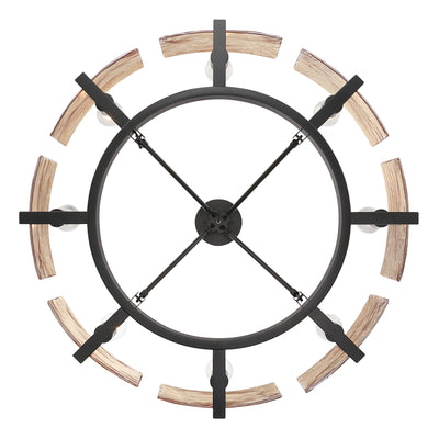 Aenon 8-Light Semi-Flush Mount in Matte Black with Amber Water Glass - - Golden Lighting