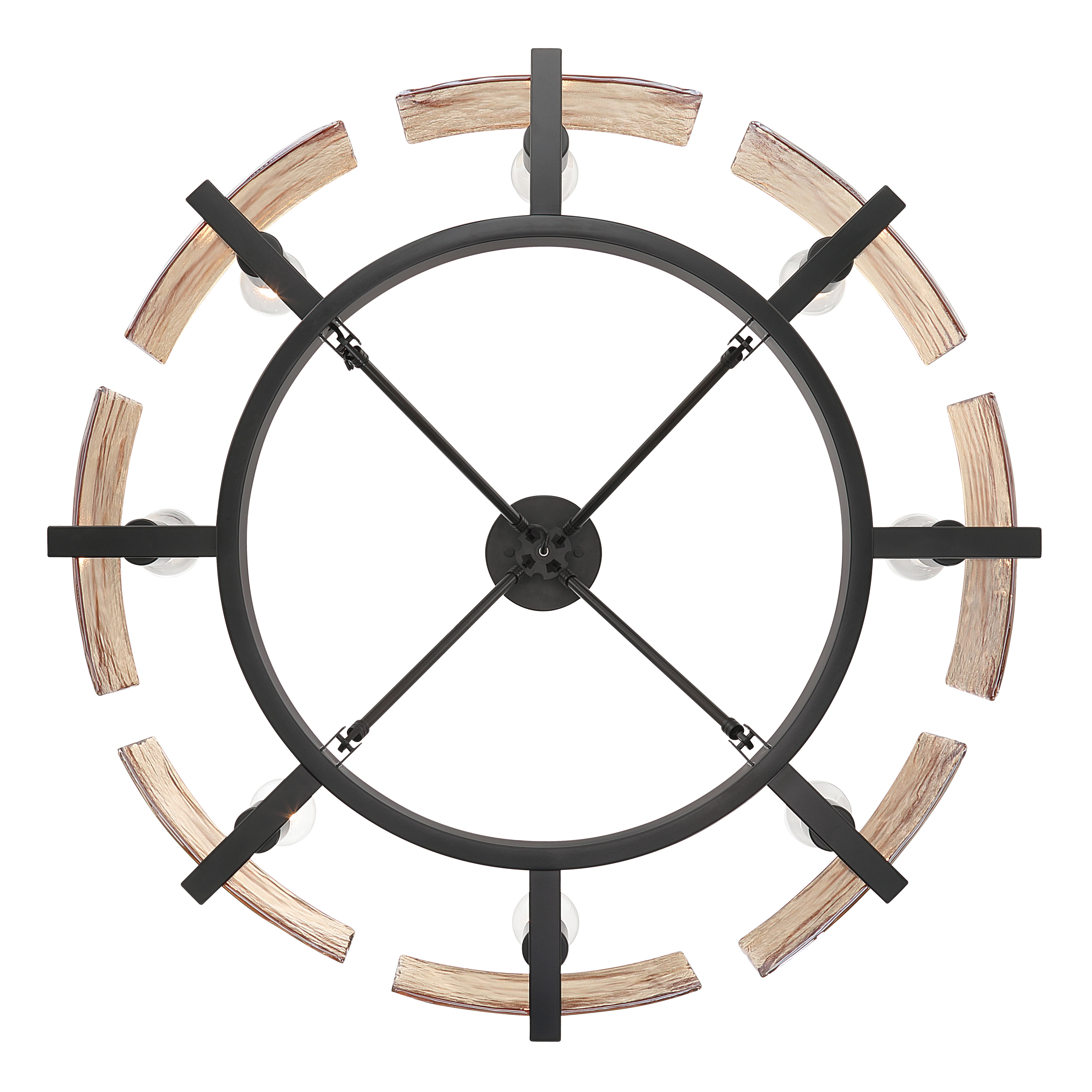 Aenon 8-Light Semi-Flush Mount in Matte Black with Amber Water Glass - - Golden Lighting