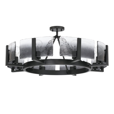 Aenon 8-Light Semi-Flush Mount in Matte Black with Smokey Water Glass - - Golden Lighting
