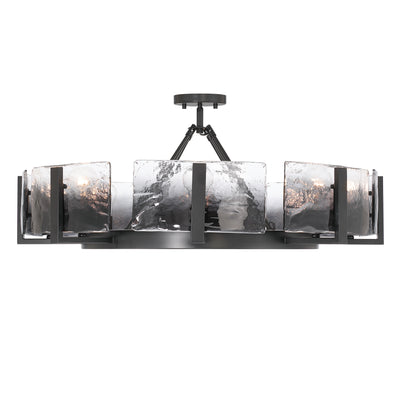 Aenon 8-Light Semi-Flush Mount in Matte Black with Smokey Water Glass - - Golden Lighting