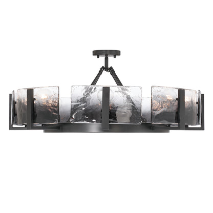 Aenon 8-Light Semi-Flush Mount in Matte Black with Smokey Water Glass - - Golden Lighting