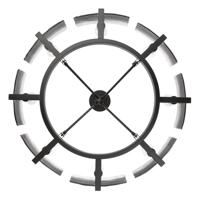 Aenon 8-Light Semi-Flush Mount in Matte Black with Smokey Water Glass - - Golden Lighting