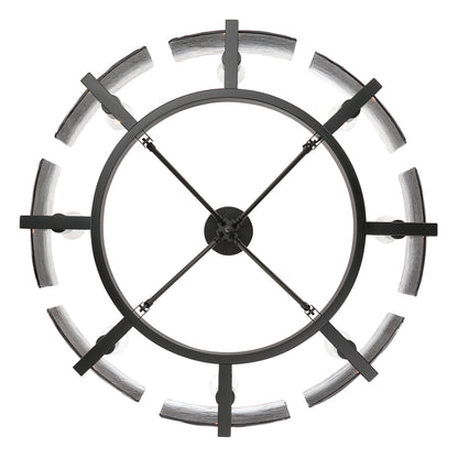 Aenon 8-Light Semi-Flush Mount in Matte Black with Smokey Water Glass - - Golden Lighting