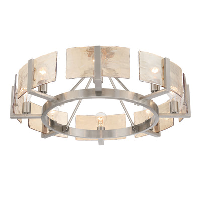 Aenon 8-Light Semi-Flush Mount in Pewter with Amber Water Glass - - Golden Lighting