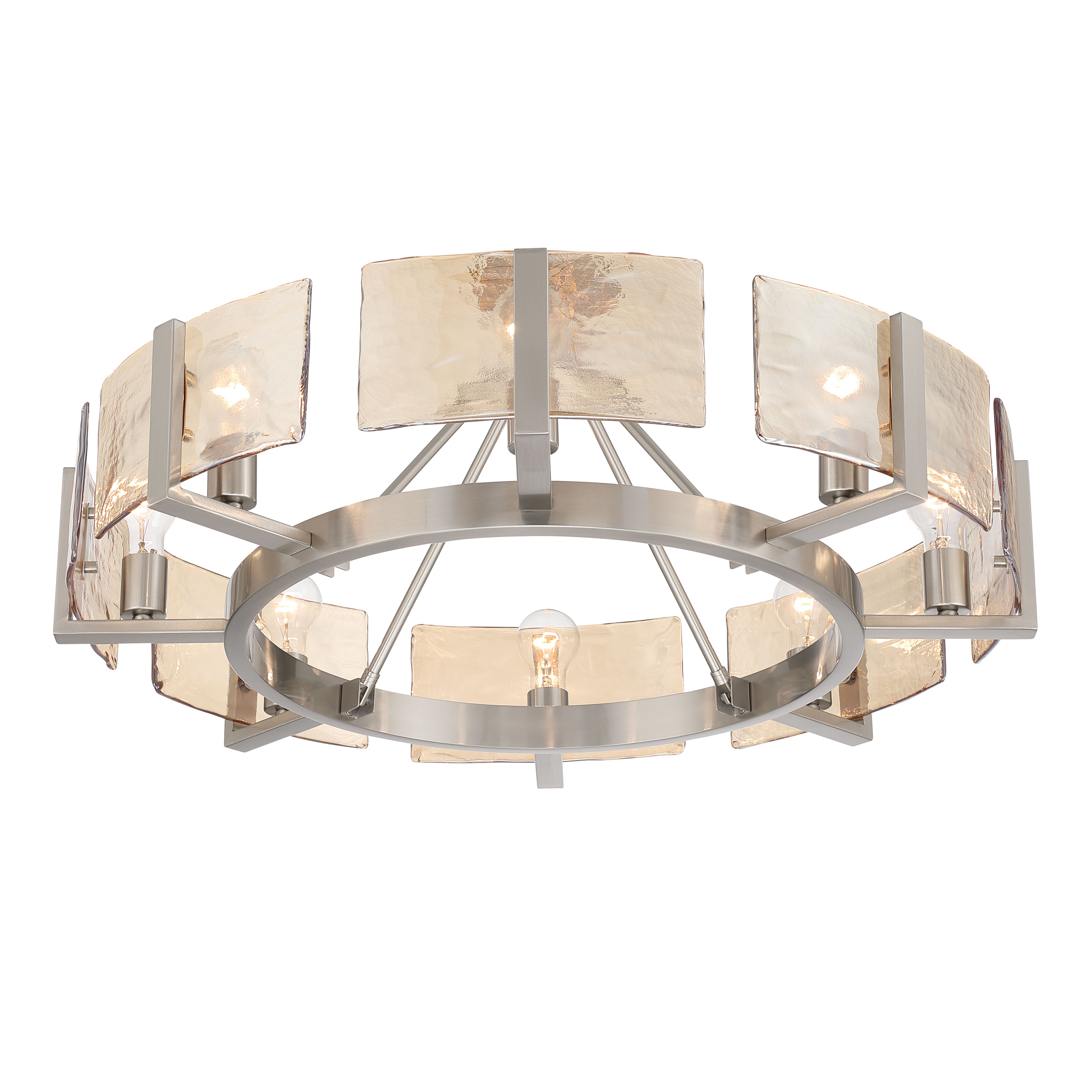 Aenon 8-Light Semi-Flush Mount in Pewter with Amber Water Glass - - Golden Lighting