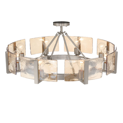 Aenon 8-Light Semi-Flush Mount in Pewter with Amber Water Glass - - Golden Lighting