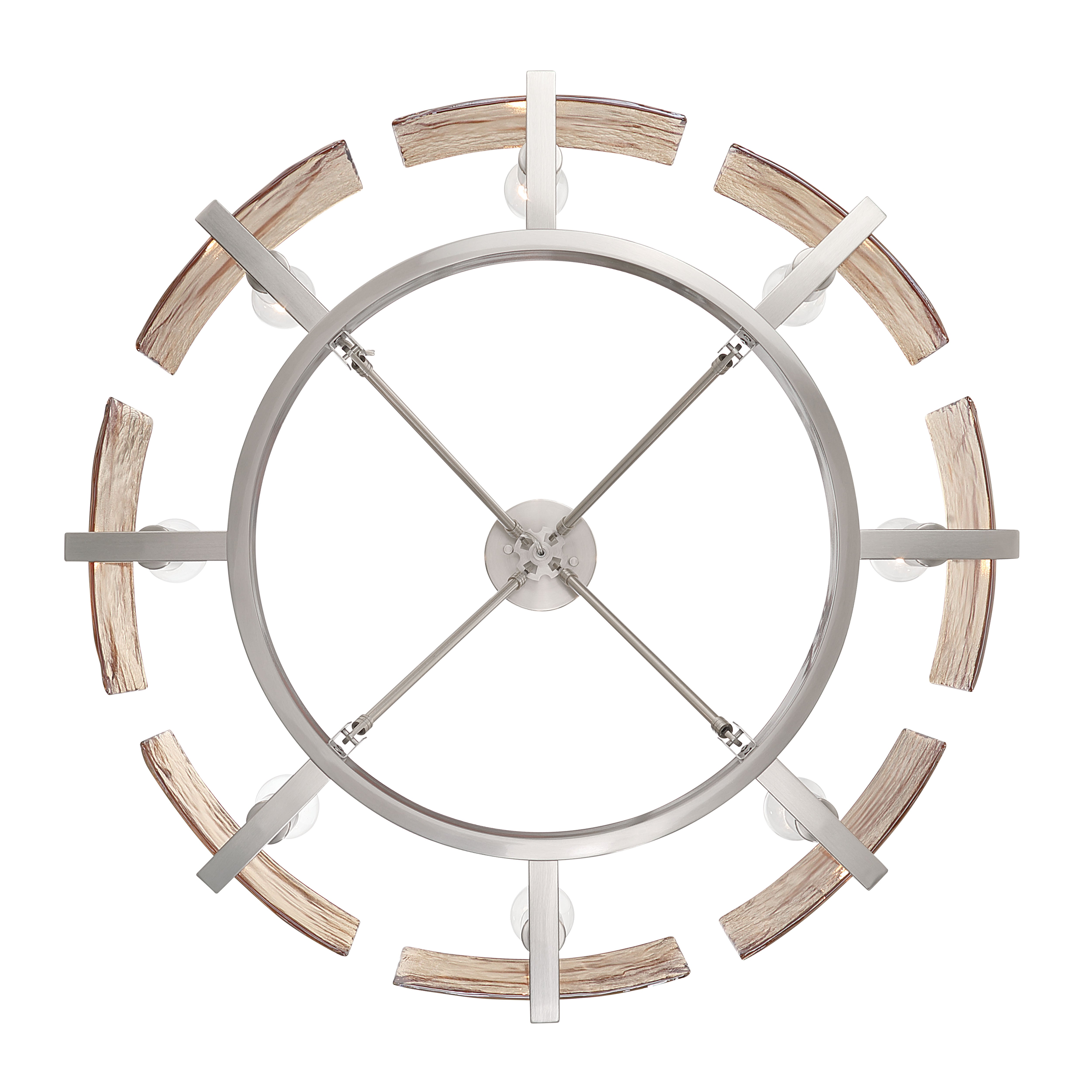 Aenon 8-Light Semi-Flush Mount in Pewter with Amber Water Glass - - Golden Lighting