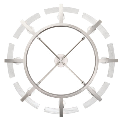 Aenon 8-Light Semi-Flush Mount in Pewter with Hammered Water Glass - - Golden Lighting