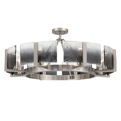 Aenon 8-Light Semi-Flush Mount in Pewter with Smokey Water Glass - - Golden Lighting