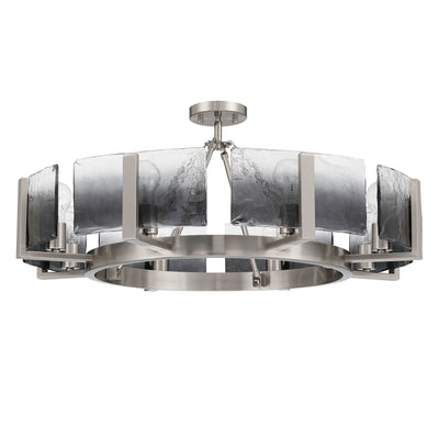 Aenon 8-Light Semi-Flush Mount in Pewter with Smokey Water Glass - - Golden Lighting