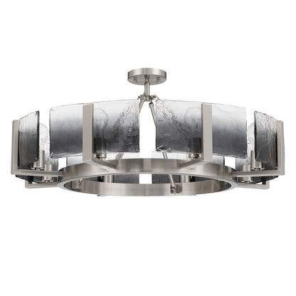 Aenon 8-Light Semi-Flush Mount in Pewter with Smokey Water Glass - - Golden Lighting