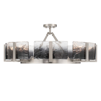 Aenon 8-Light Semi-Flush Mount in Pewter with Smokey Water Glass - - Golden Lighting