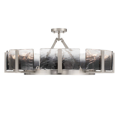 Aenon 8-Light Semi-Flush Mount in Pewter with Smokey Water Glass - - Golden Lighting