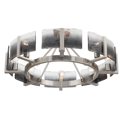 Aenon 8-Light Semi-Flush Mount in Pewter with Smokey Water Glass - - Golden Lighting