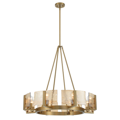 Yep by Golden Lighting Aenon 8-Light Chandelier in Brushed Champagne Brass with Amber Water Glass - - Golden Lighting