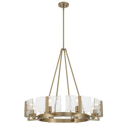 Yep by Golden Lighting Aenon 8-Light Chandelier in Brushed Champagne Brass with Hammered Water Glass - - Golden Lighting