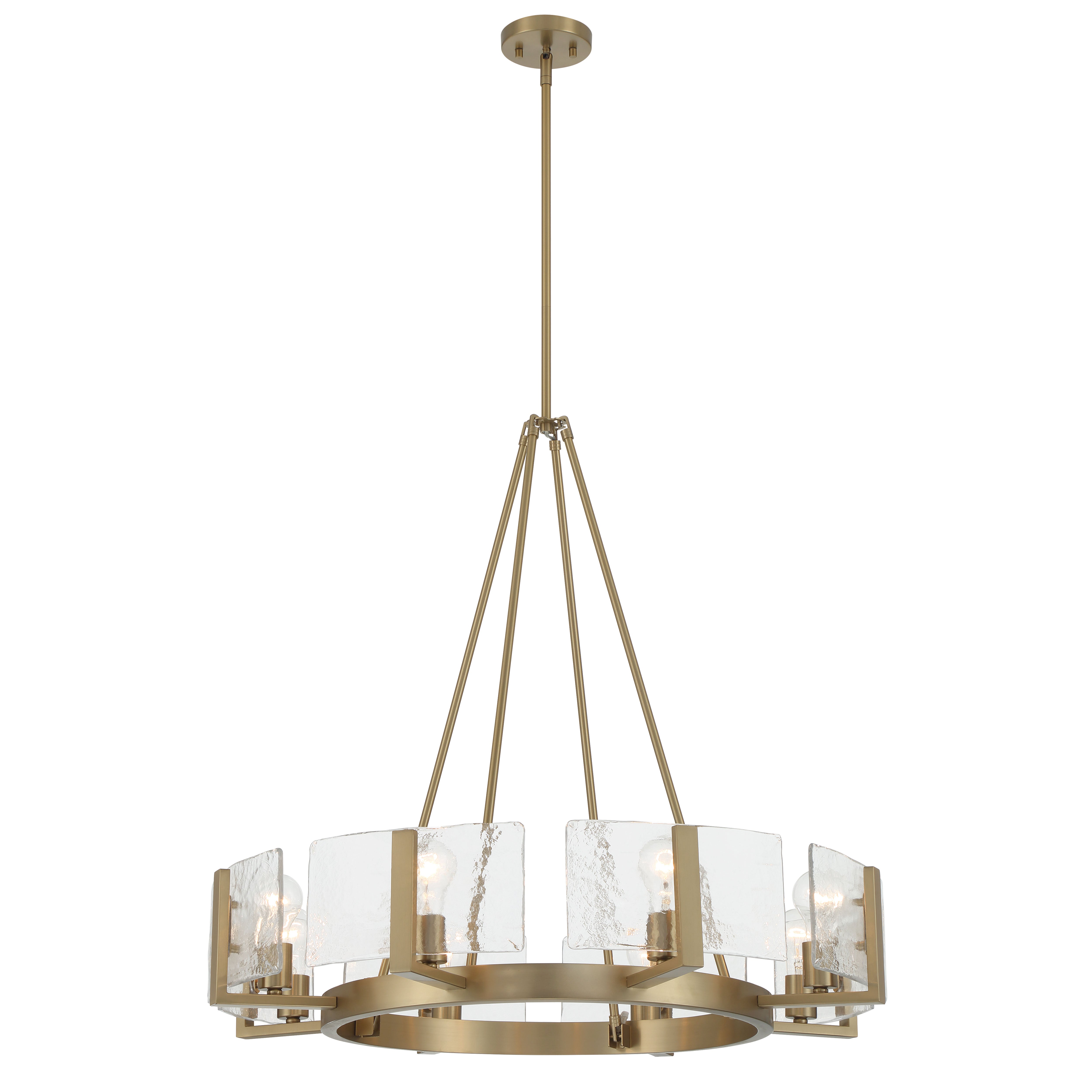 Yep by Golden Lighting Aenon 8-Light Chandelier in Brushed Champagne Brass with Hammered Water Glass - - Golden Lighting