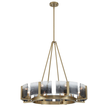 Yep by Golden Lighting Aenon 8-Light Chandelier in Brushed Champagne Brass with Smokey Water Glass - - Golden Lighting