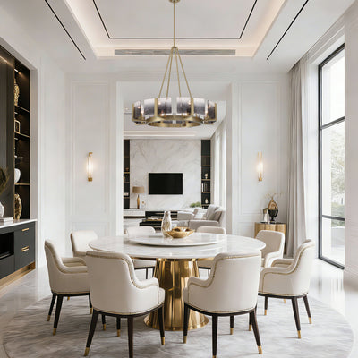 Aenon 8-Light Chandelier in Brushed Champagne Brass with Smokey Water Glass - - Golden Lighting