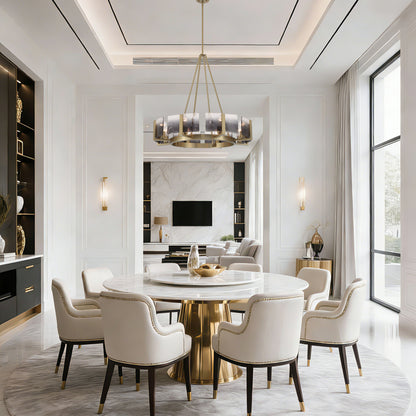 Aenon 8-Light Chandelier in Brushed Champagne Brass with Smokey Water Glass - - Golden Lighting