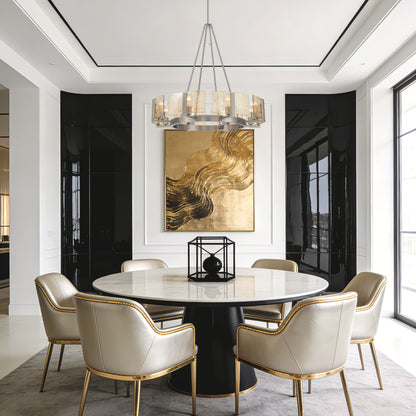 Aenon 8-Light Chandelier in Pewter with Amber Water Glass - - Golden Lighting