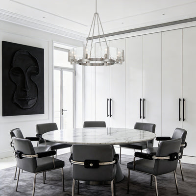 Aenon 8-Light Chandelier in Pewter with Hammered Water Glass - - Golden Lighting