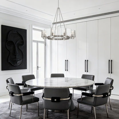 Aenon 8-Light Chandelier in Pewter with Hammered Water Glass - - Golden Lighting