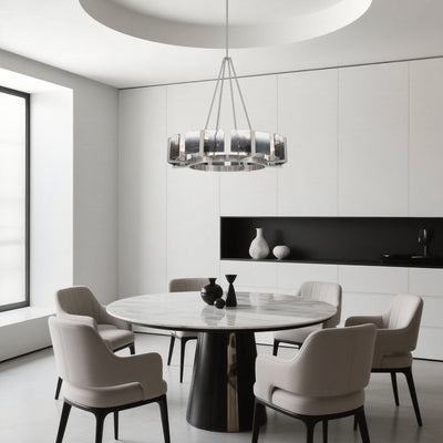 Aenon 8-Light Chandelier in Pewter with Smokey Water Glass - - Golden Lighting