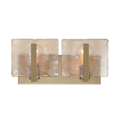 Aenon 2-light Vanity in Brushed Champagne Brass with Amber Water Glass - - Golden Lighting