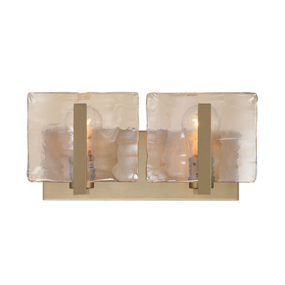 Aenon 2-light Vanity in Brushed Champagne Brass with Amber Water Glass - - Golden Lighting