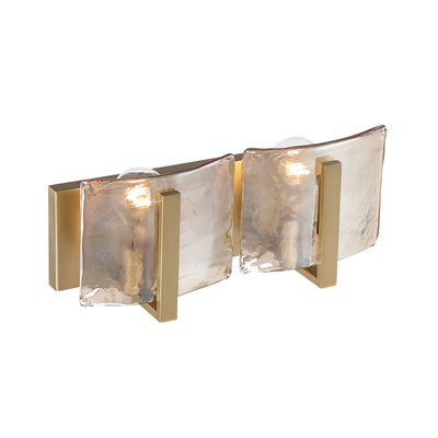 Aenon 2-light Vanity in Brushed Champagne Brass with Amber Water Glass - - Golden Lighting