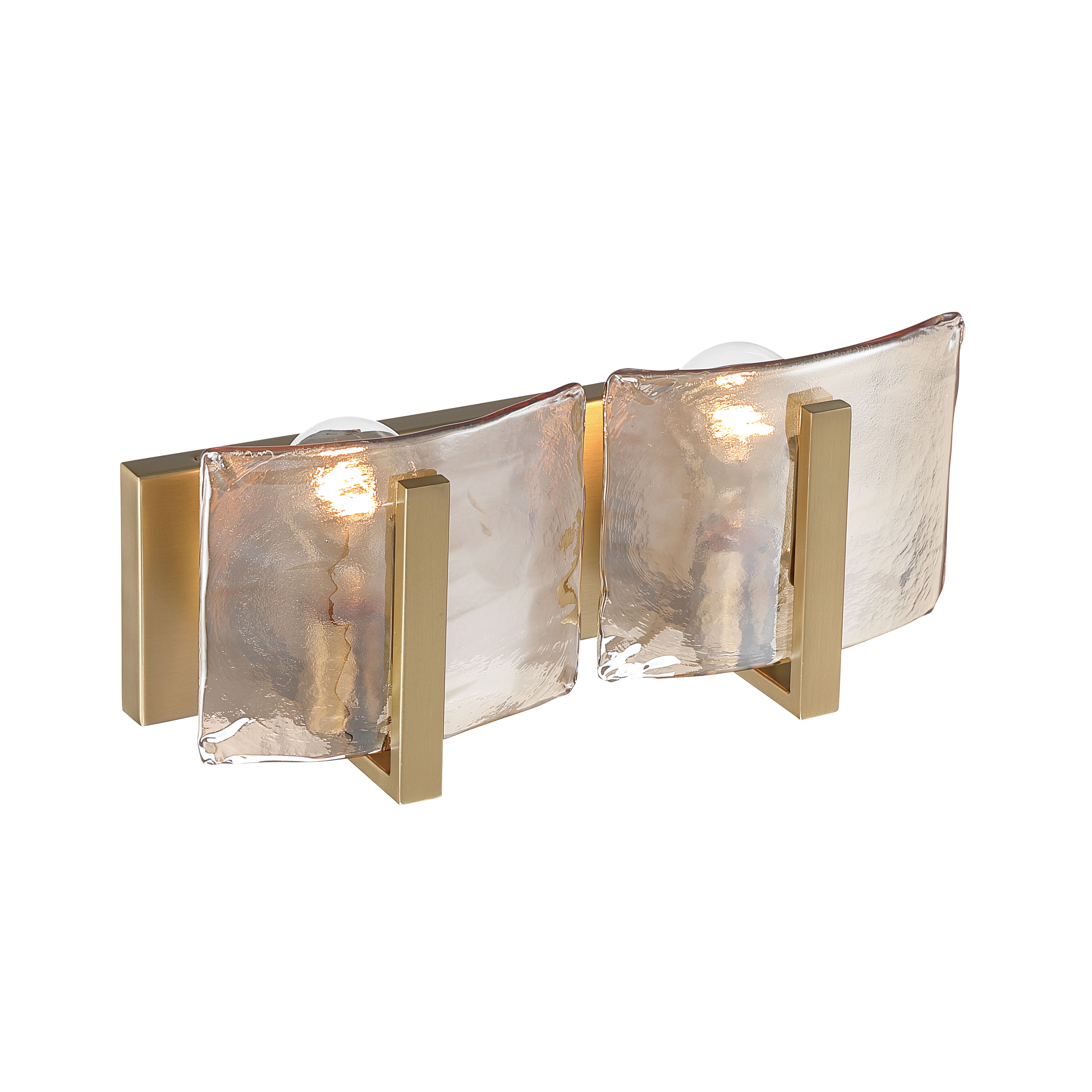 Aenon 2-light Vanity in Brushed Champagne Brass with Amber Water Glass - - Golden Lighting