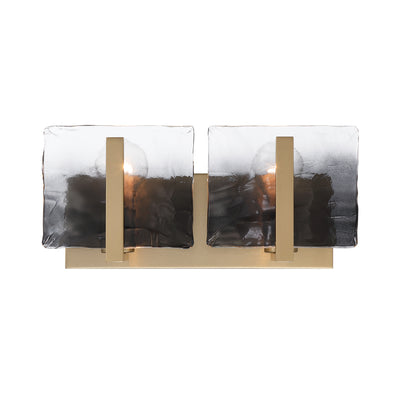 Aenon 2-light Vanity in Brushed Champagne Brass with Smokey Water Glass - - Golden Lighting