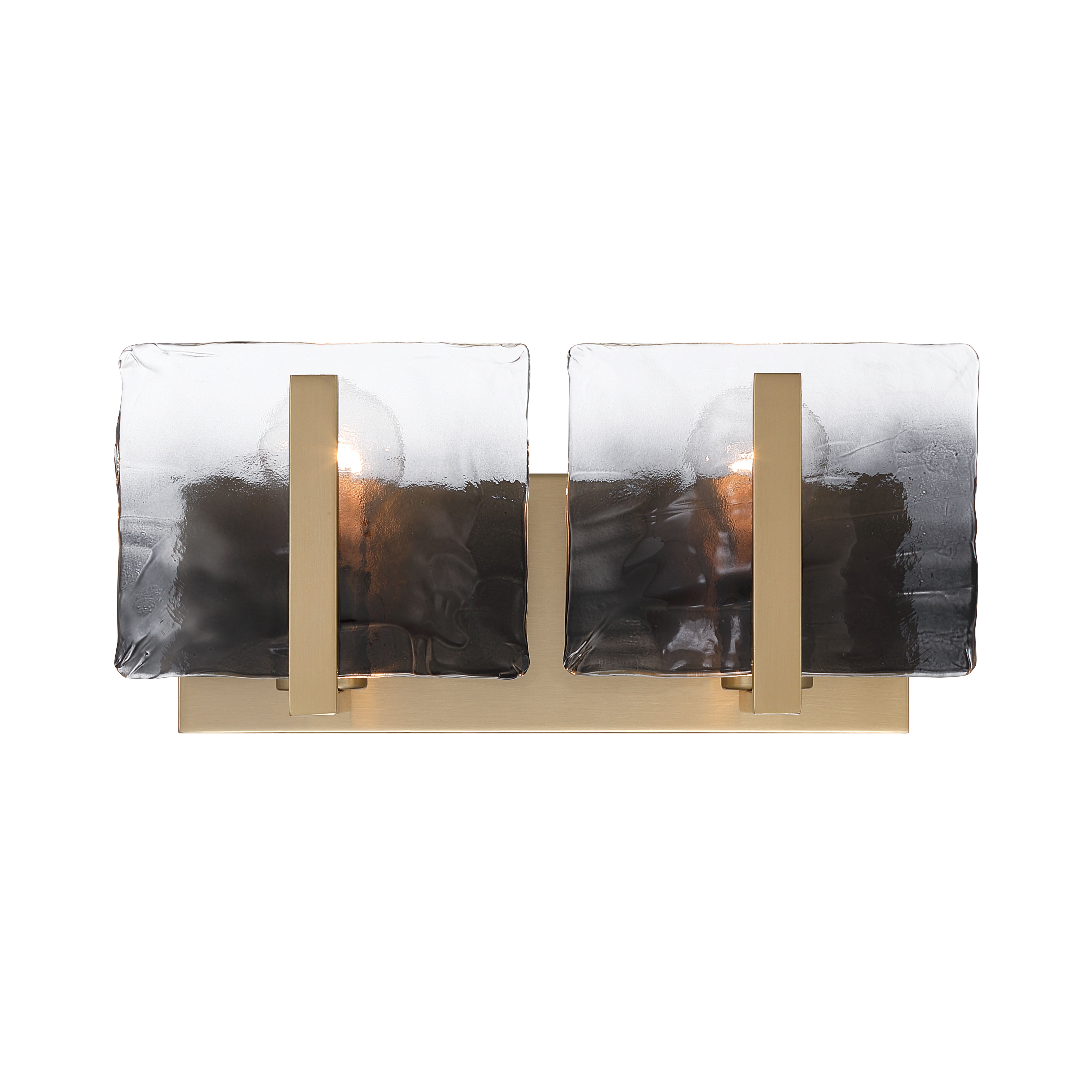 Yep by Golden Lighting Aenon 2-light Vanity in Brushed Champagne Brass with Smokey Water Glass