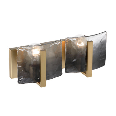 Aenon 2-light Vanity in Brushed Champagne Brass with Smokey Water Glass - - Golden Lighting