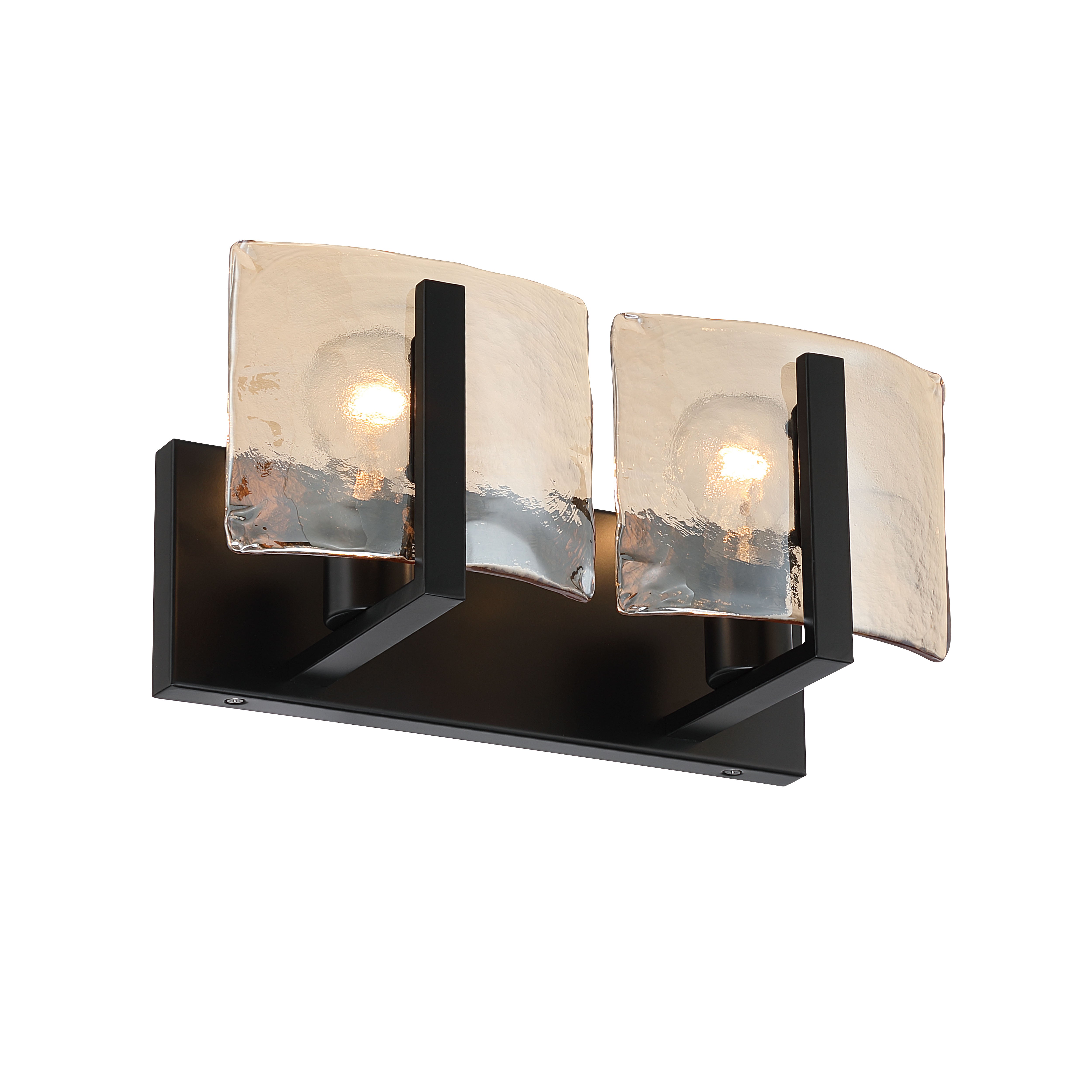 Aenon 2-light Vanity in Matte Black with Amber Water Glass - - Golden Lighting