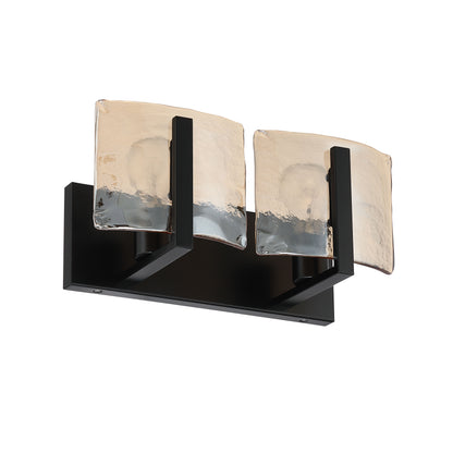 Aenon 2-light Vanity in Matte Black with Amber Water Glass - - Golden Lighting