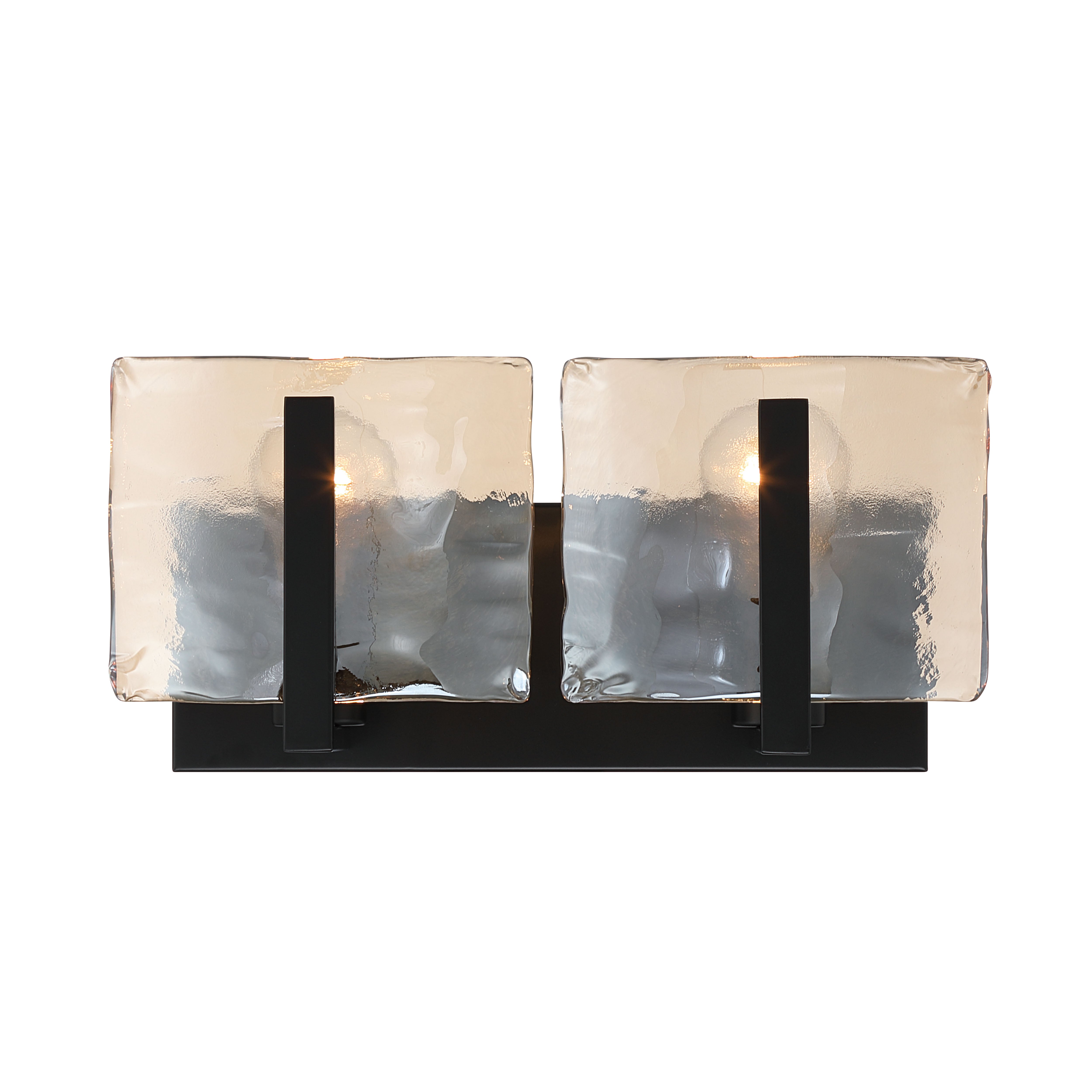 Aenon 2-light Vanity in Matte Black with Amber Water Glass - - Golden Lighting