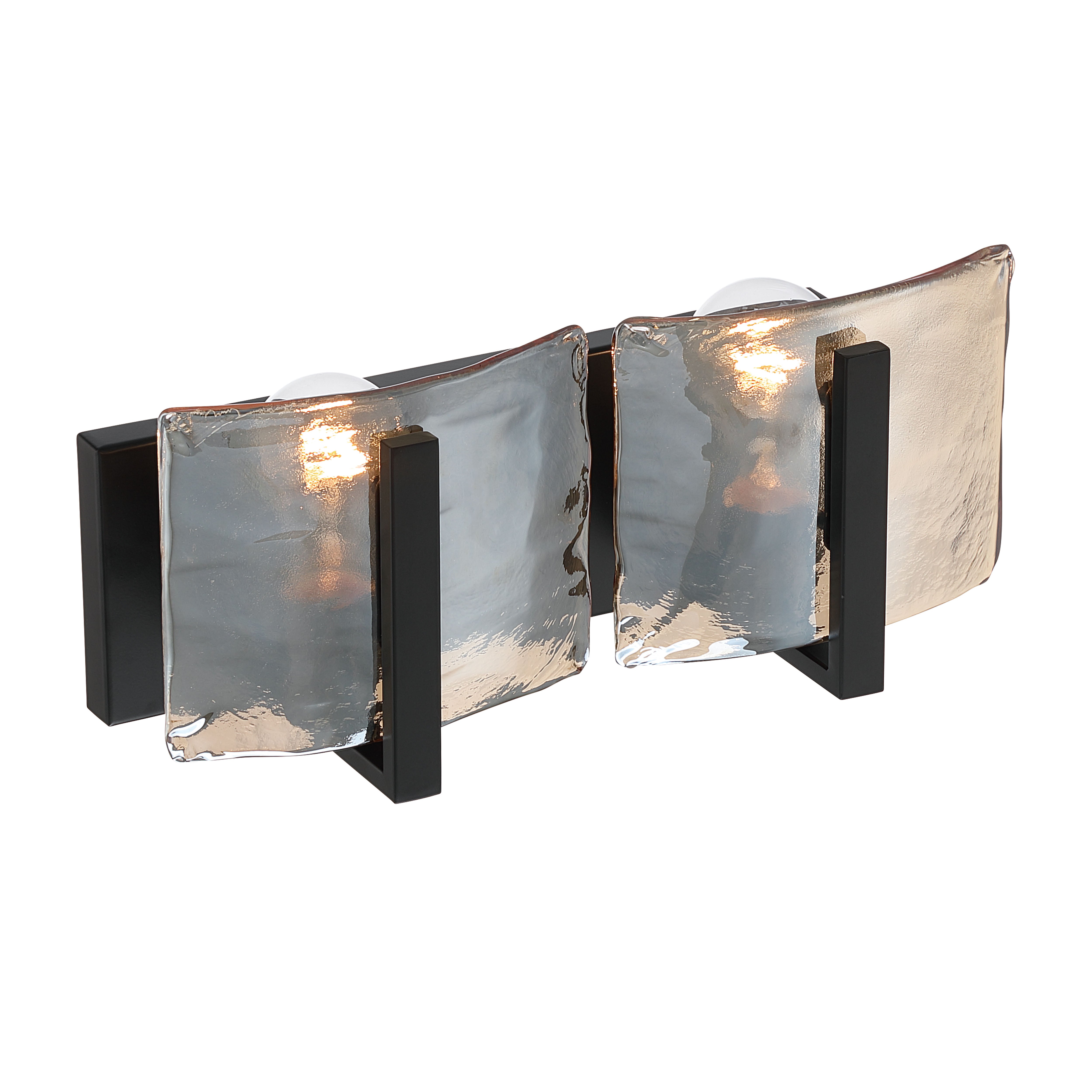 Aenon 2-light Vanity in Matte Black with Amber Water Glass - - Golden Lighting