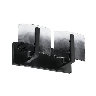 Aenon 2-light Vanity in Matte Black with Smokey Water Glass - - Golden Lighting