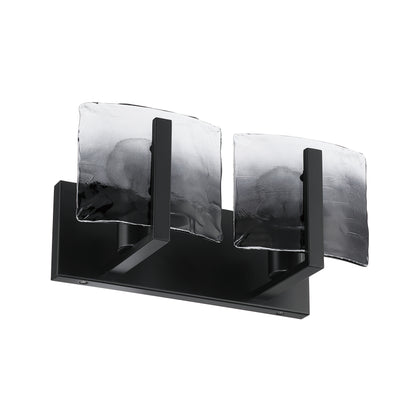 Aenon 2-light Vanity in Matte Black with Smokey Water Glass - - Golden Lighting