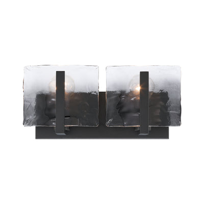 Aenon 2-light Vanity in Matte Black with Smokey Water Glass - - Golden Lighting