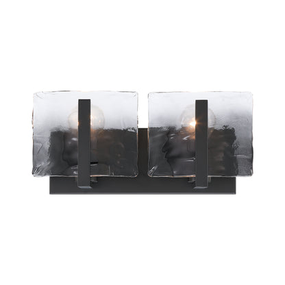 Aenon 2-light Vanity in Matte Black with Smokey Water Glass - - Golden Lighting