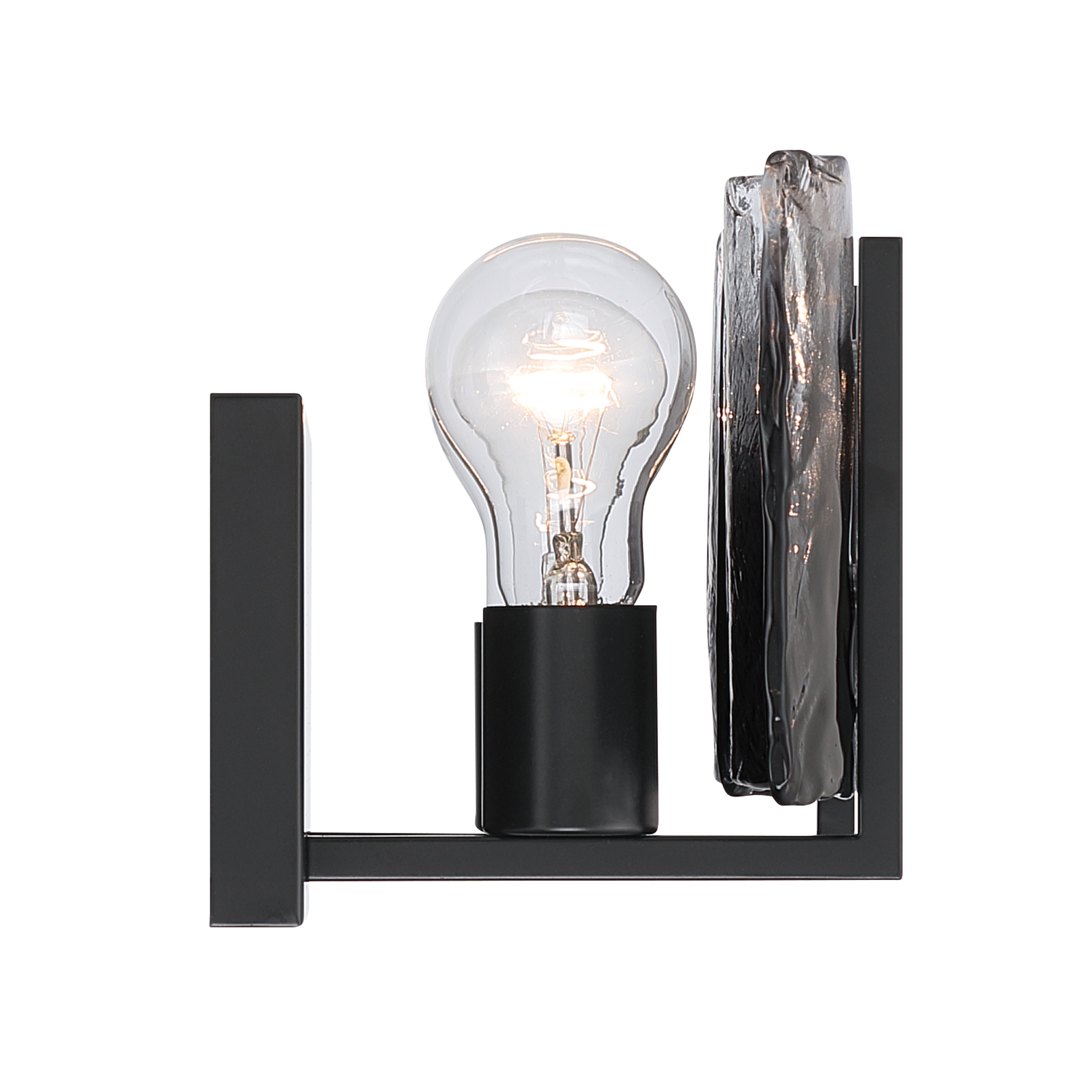 Aenon 2-light Vanity in Matte Black with Smokey Water Glass - - Golden Lighting