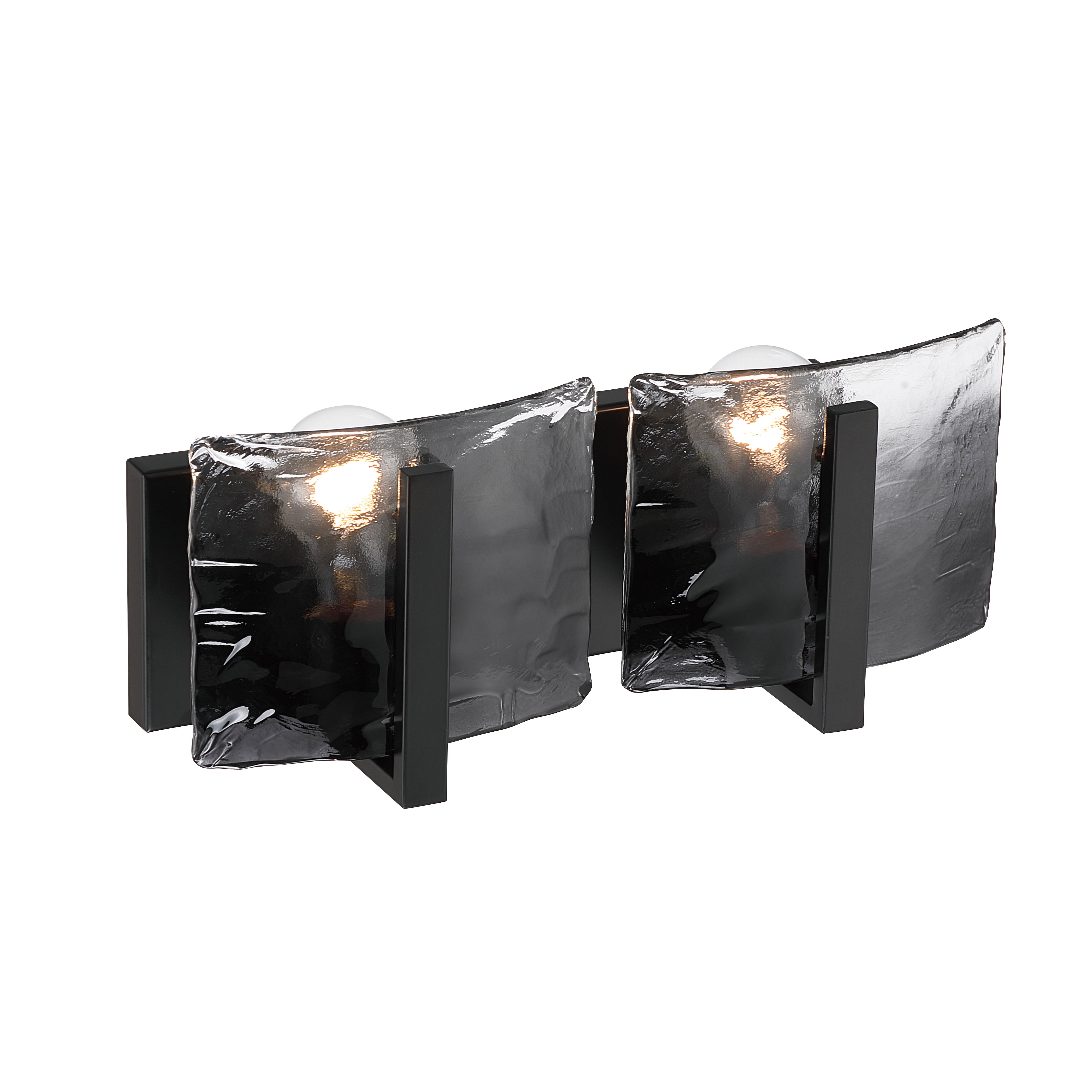Aenon 2-light Vanity in Matte Black with Smokey Water Glass - - Golden Lighting