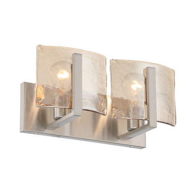 Aenon 2-light Vanity in Pewter with Amber Water Glass - - Golden Lighting